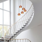 Candeeiro de Teto moderno de cobre, 48 cm de diâmetro, 108 cm de altura | Corpo de metal, 5 soquetes E27, design escandinavo elegante | Perfeito para espaços glamorosos