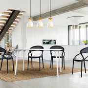 Candeeiro de Teto moderno, branco e dourado, 67 x 17 cm, altura: 113 cm | Corpo de ferro, 3 x E27 máx. 40 W | Design escandinavo elegante para espaços glamorosos