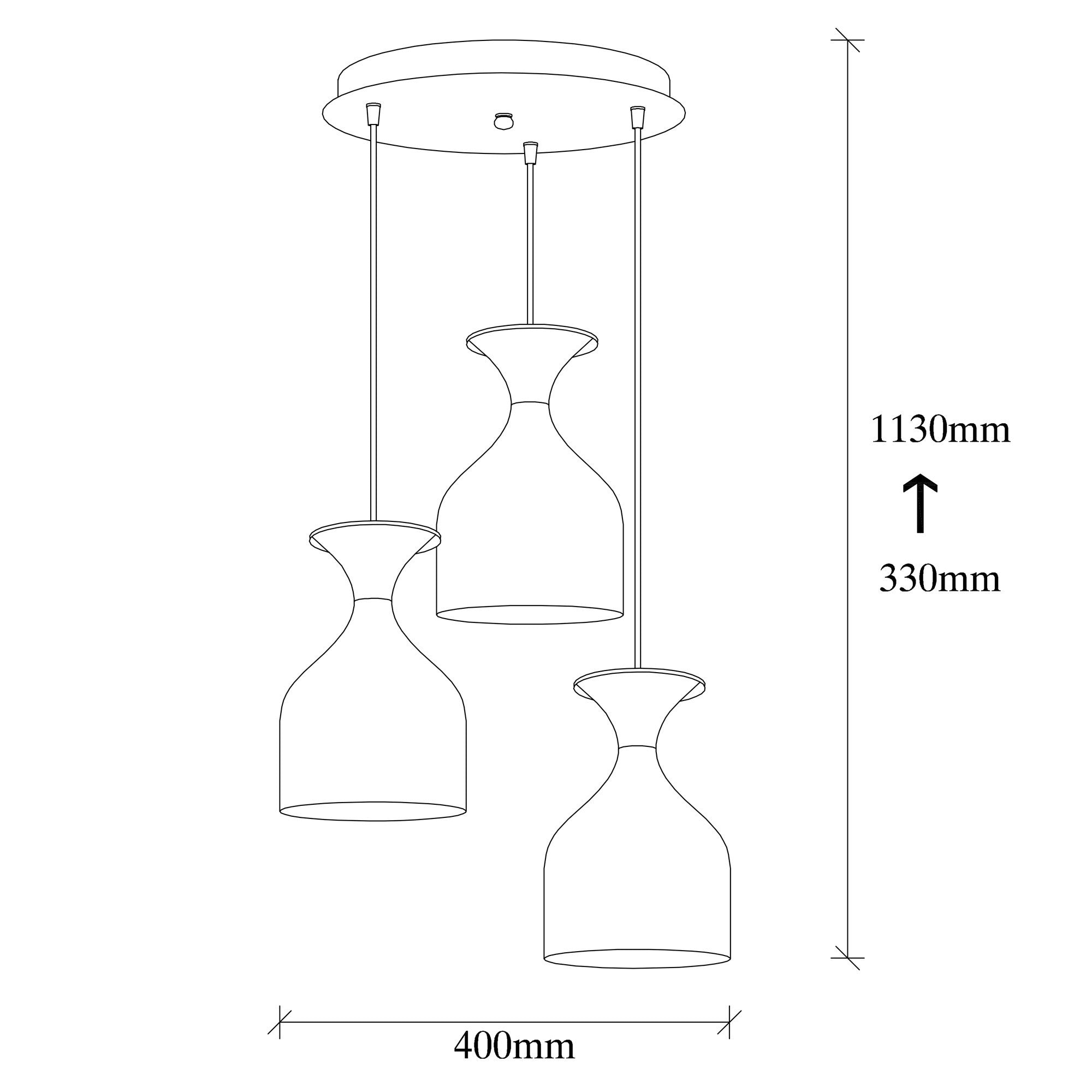 Candeeiro de Teto Moderno e Elegante, Branco e Dourado, 40 cm de Diâmetro, 113 cm de Altura | Corpo em Metal, 3 Soquetes E27, IP20 | Perfeito para Decoração Glamourosa e Escandinava