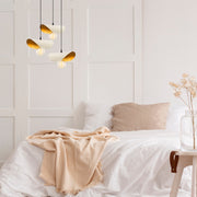 Candeeiro de Teto Moderno e Elegante, Branco e Dourado, 45 cm de Diâmetro, 106 cm de Altura | Corpo em Metal, 3 x E27 máx. 40 W | Design Escandinavo Glamouroso para Decoração de Casa