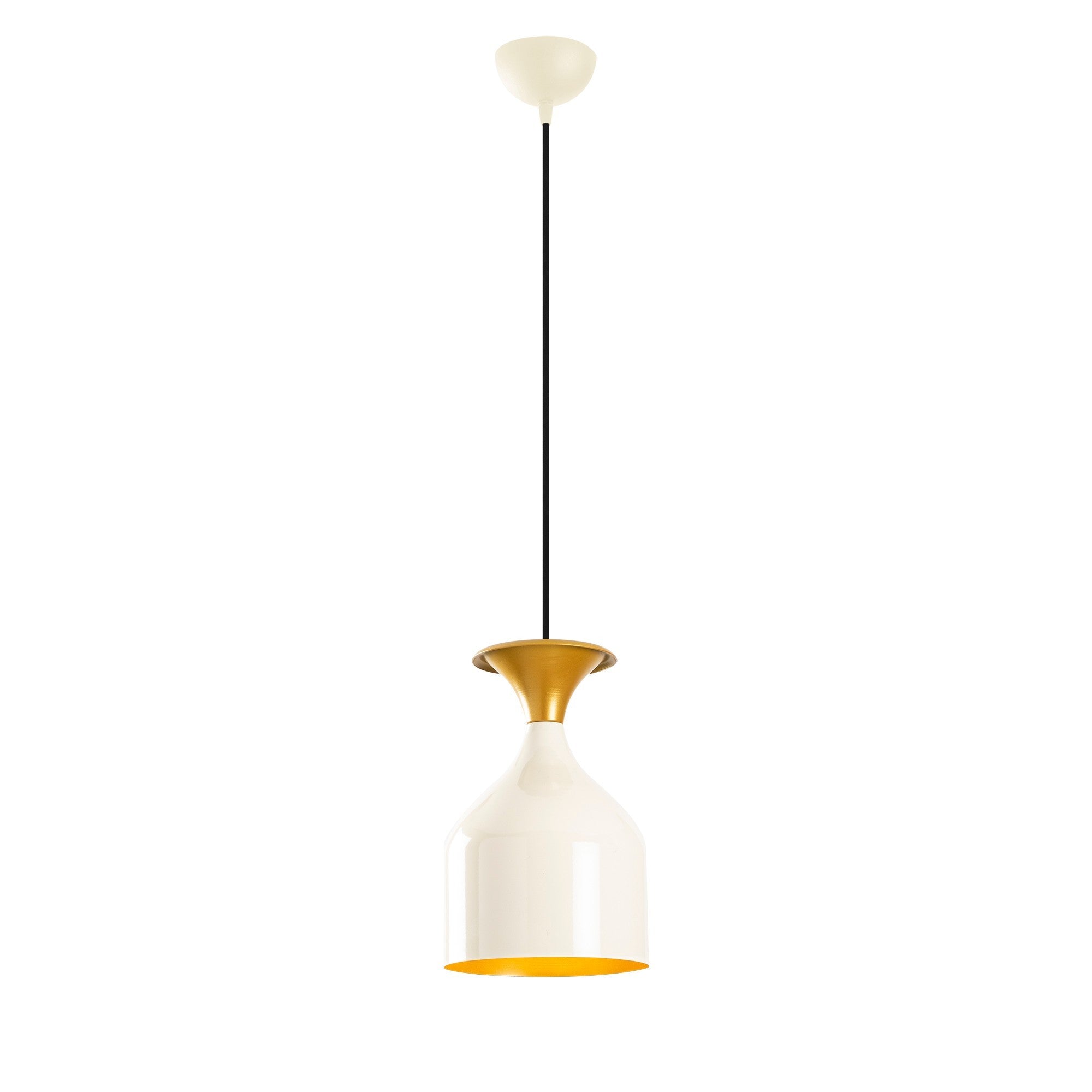 Candeeiro de Teto moderno e elegante, branco e dourado, 17 cm de diâmetro, 113 cm de altura | Soquete E27, máx. 40 W | Design escandinavo glamoroso para interiores elegantes