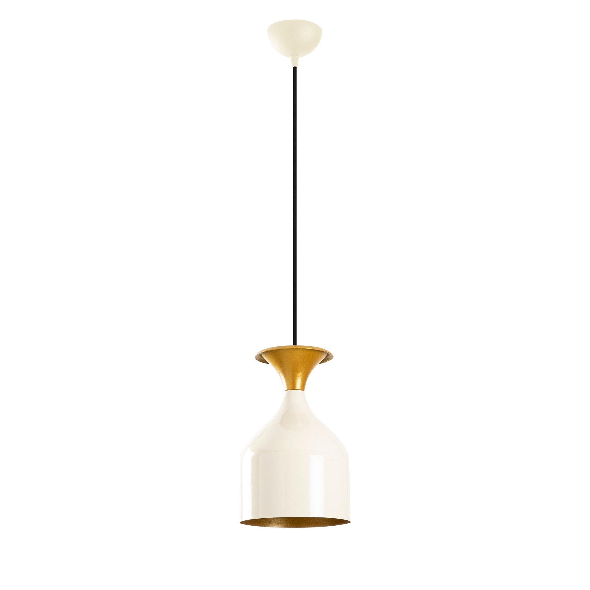 Candeeiro de Teto moderno e elegante, branco e dourado, 17 cm de diâmetro, 113 cm de altura | Soquete E27, máx. 40 W | Design escandinavo glamoroso para interiores elegantes