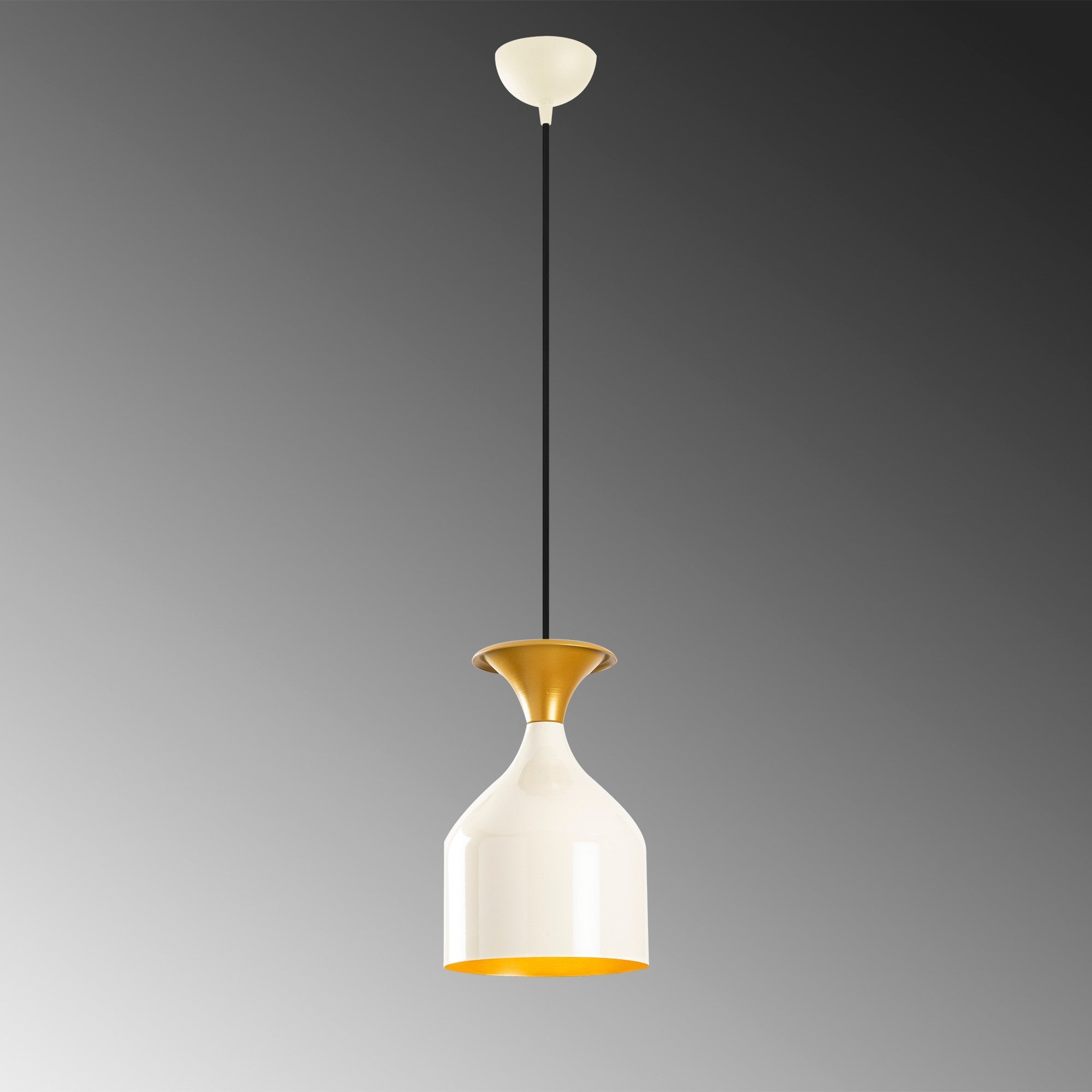 Candeeiro de Teto moderno e elegante, branco e dourado, 17 cm de diâmetro, 113 cm de altura | Soquete E27, máx. 40 W | Design escandinavo glamoroso para interiores elegantes