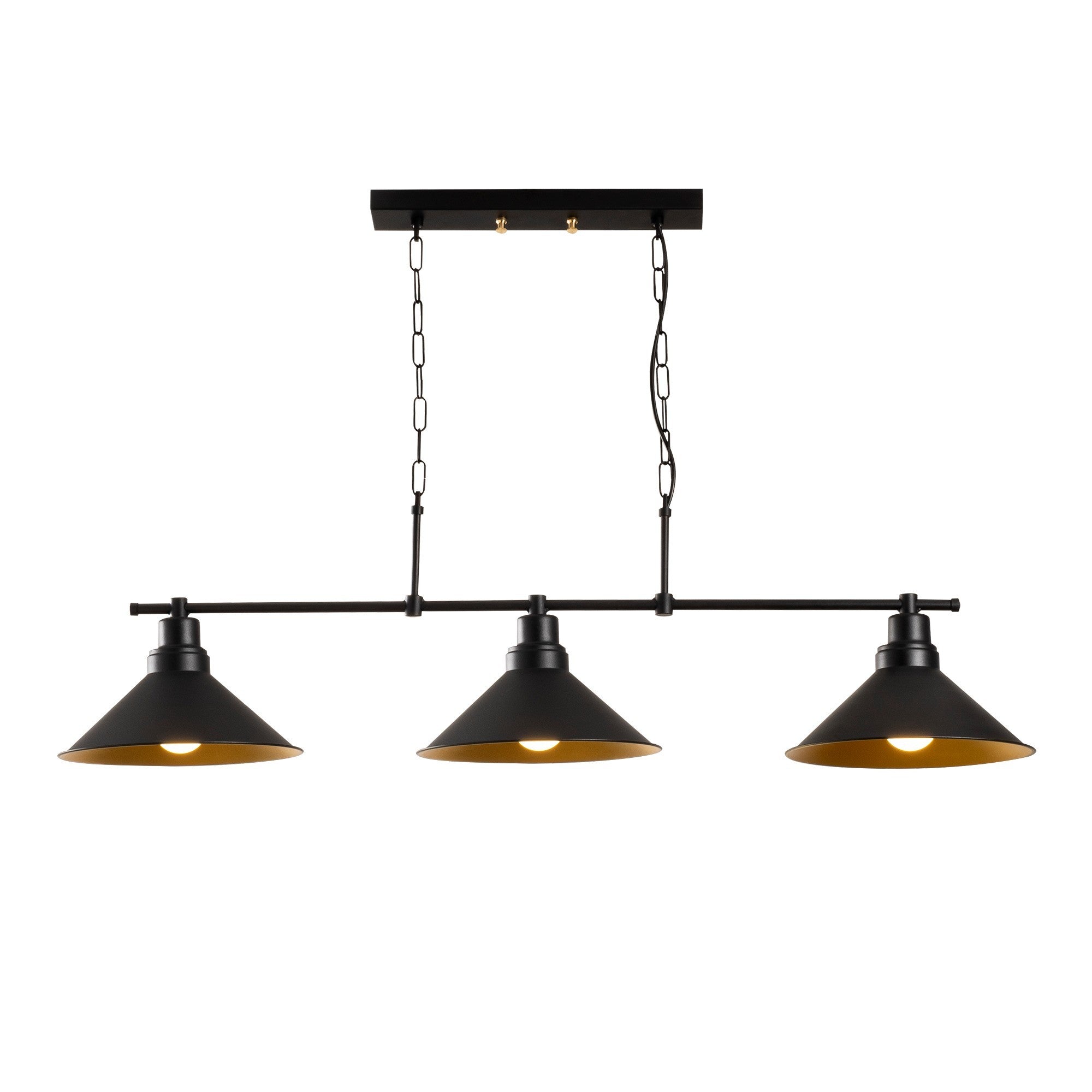 Candeeiro de Teto Industrial Moderno, Corpo em Metal Preto, 108 x 24 cm, Altura 55 cm | 3 x E27 Máx. 40 W | Design Escandinavo Elegante para Casa e Escritório