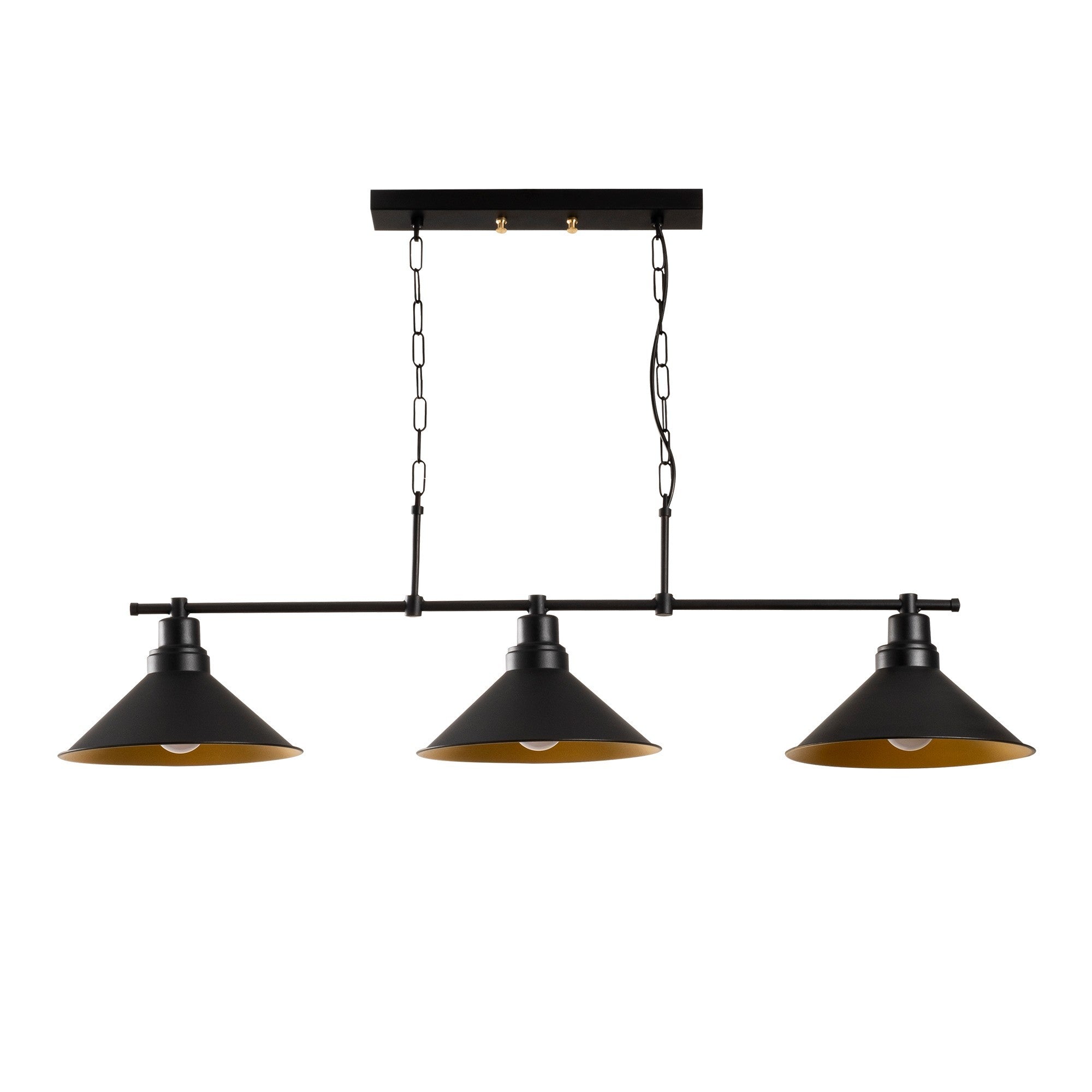 Candeeiro de Teto Industrial Moderno, Corpo em Metal Preto, 108 x 24 cm, Altura 55 cm | 3 x E27 Máx. 40 W | Design Escandinavo Elegante para Casa e Escritório