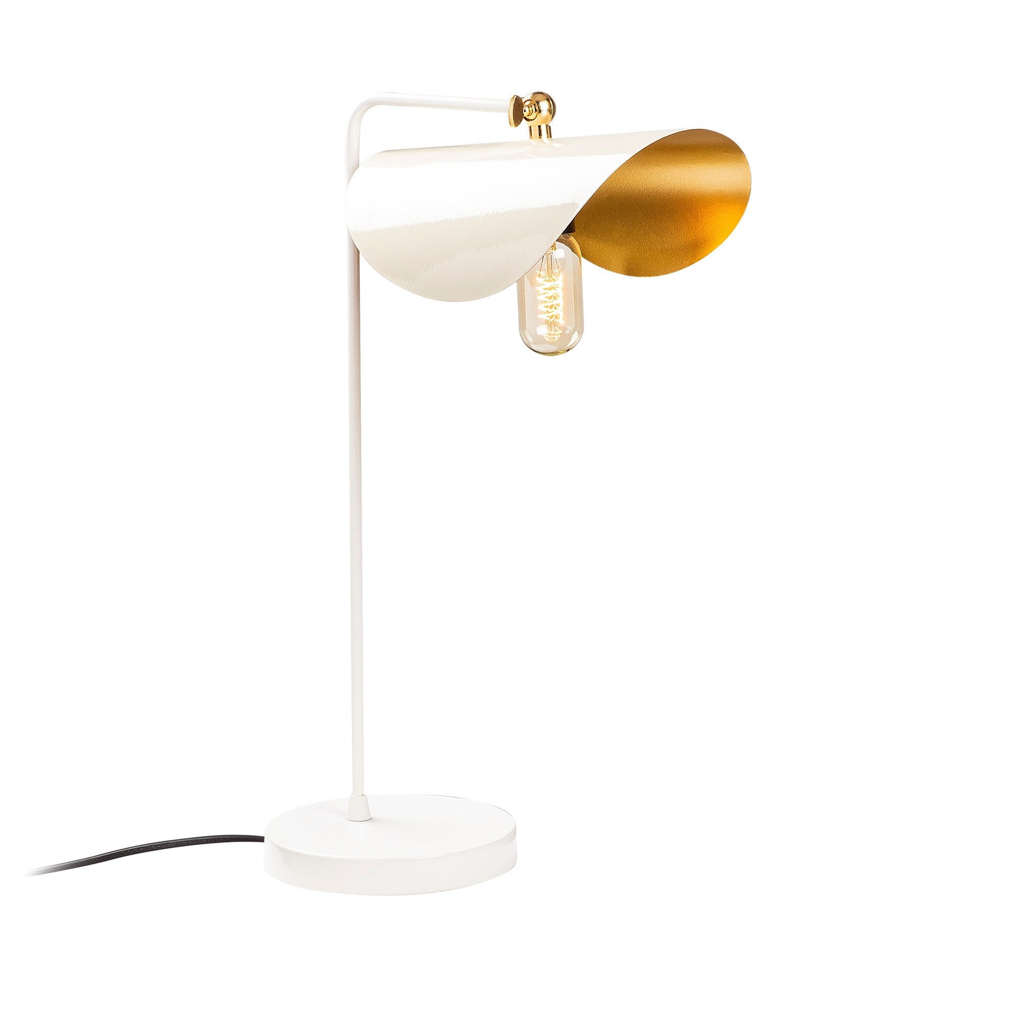 Candeeiro de Mesa Moderna, Branca e Dourada, 52 cm de Altura | Corpo em Metal, Soquete E27 máx. 40 W | Design Escandinavo Elegante para Decoração de Casa e Escritório