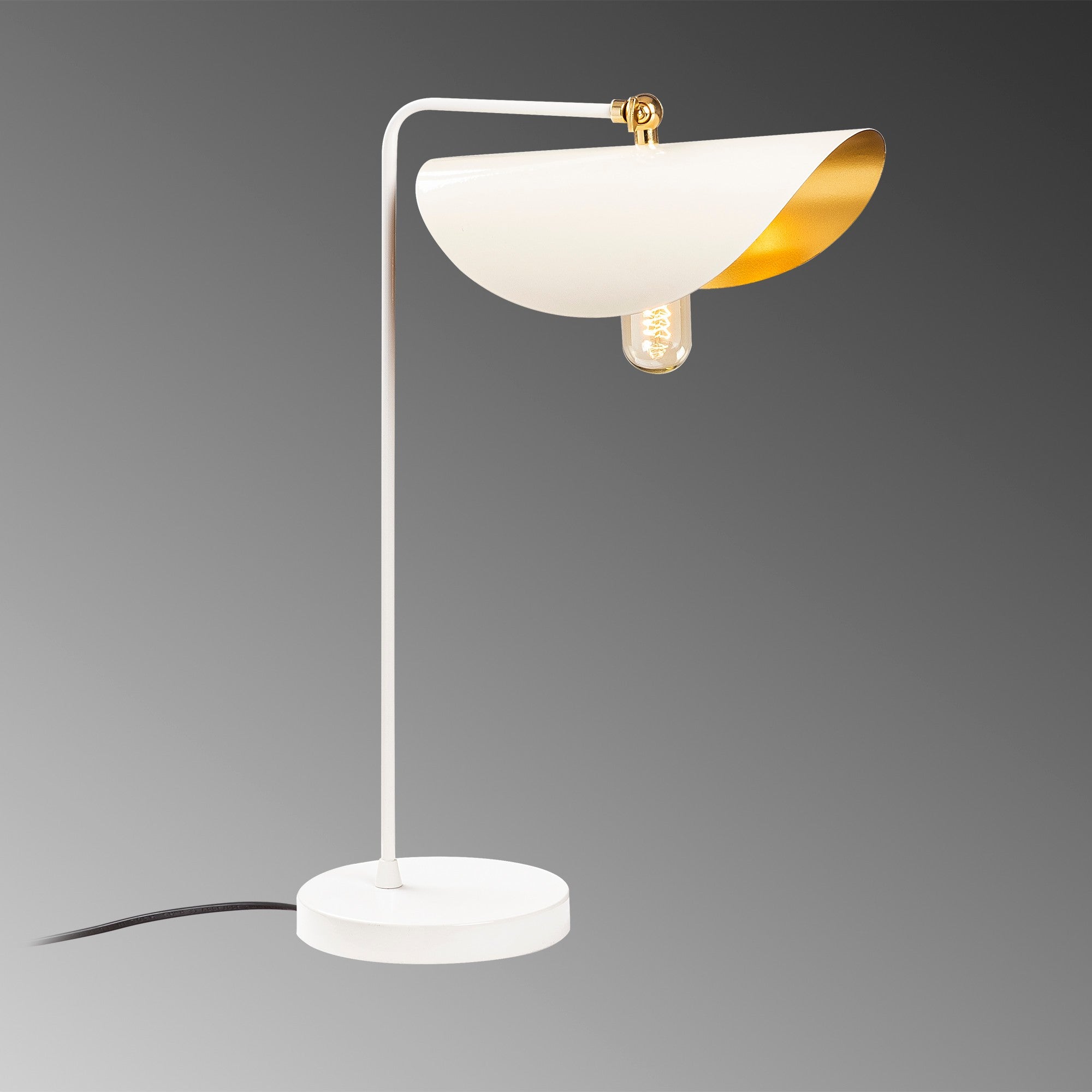 Candeeiro de Mesa Moderna, Branca e Dourada, 52 cm de Altura | Corpo em Metal, Soquete E27 máx. 40 W | Design Escandinavo Elegante para Decoração de Casa e Escritório