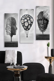Conjunto de pinturas decorativas elegantes em MDF (3 peças), 20 x 50 cm cada | 100% MDF, 3 mm de espessura | Perfeito para decoração de casa e estética moderna, tamanho total: 70 x 50 cm