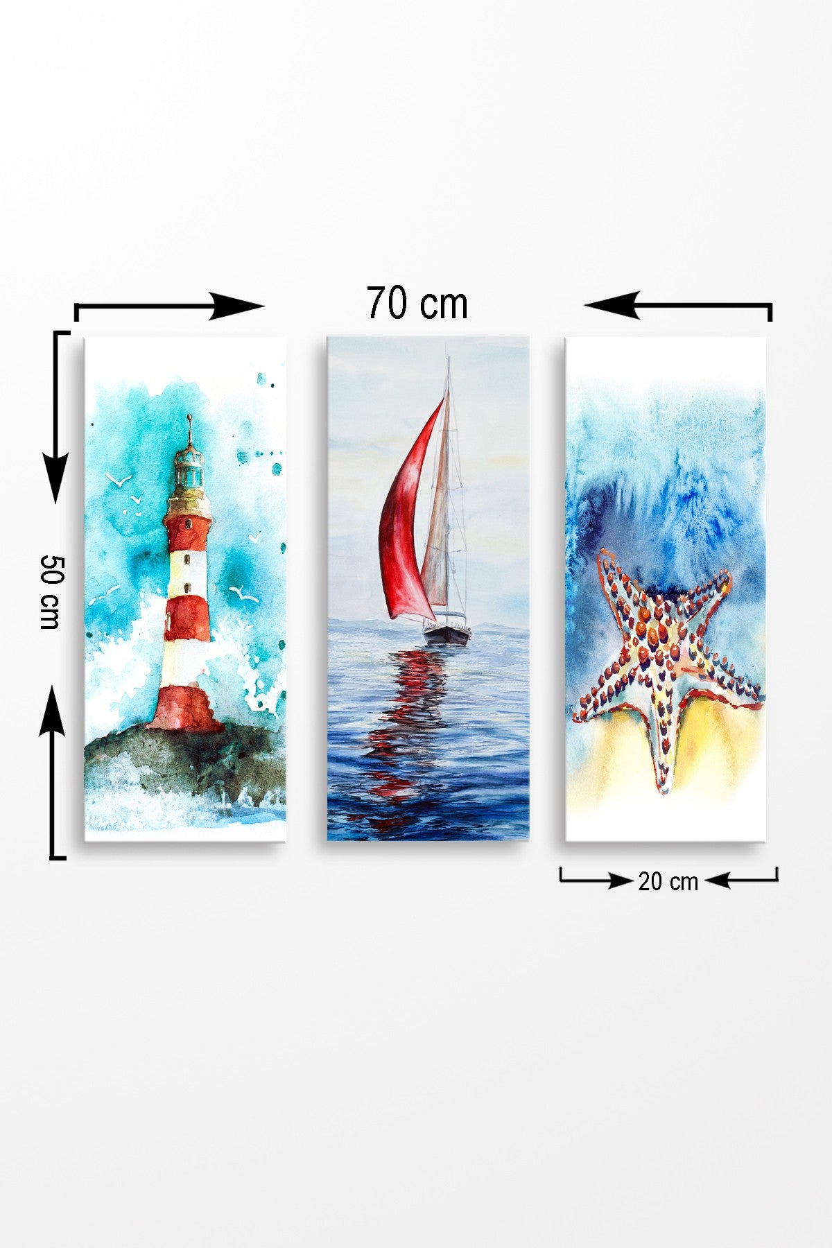 Conjunto de pinturas decorativas em MDF – 20 x 50 cm cada – 100% MDF