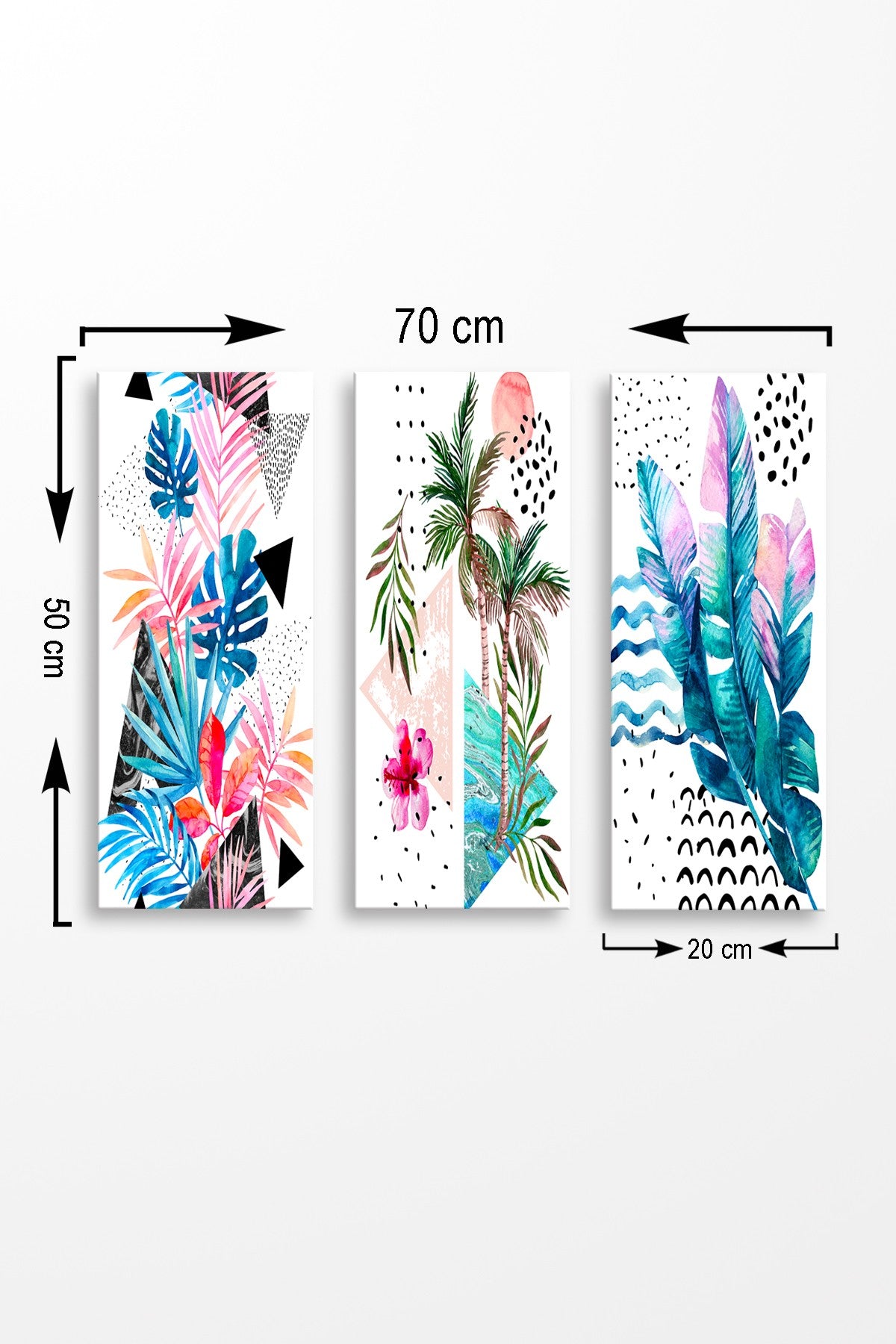 Conjunto de pinturas decorativas elegantes em MDF (3 peças), 20 x 50 cm cada | 100% MDF, 3 mm de espessura | Perfeito para decoração de casa e estética moderna, tamanho total: 70 x 50 cm