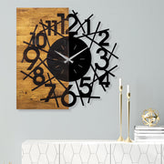 Relógio de parede decorativo elegante de madeira – 59 x 3 x 58 cm – nogueira e preto – 100% madeira e metal