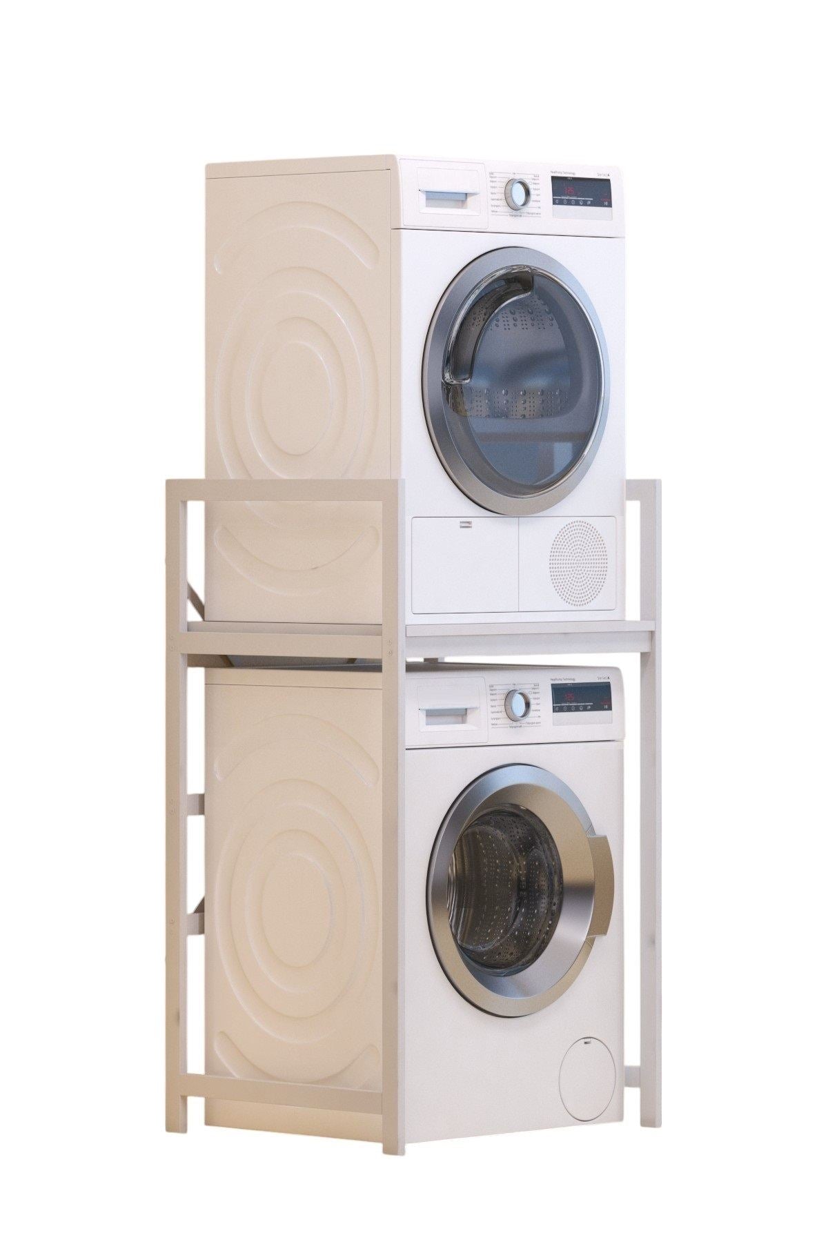 Armário para Máquina de Lavar – 70 cm x 116 cm x 60 cm – Branco – Metal e Aglomerado