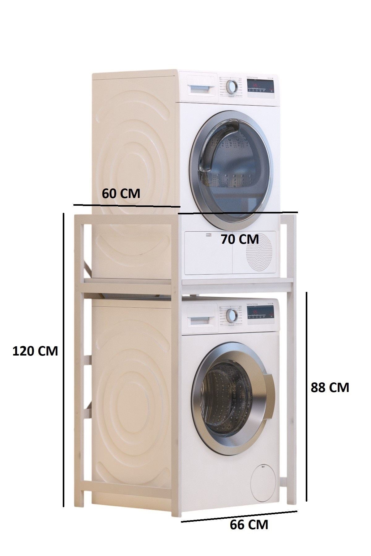 Armário para Máquina de Lavar – 70 cm x 116 cm x 60 cm – Branco – Metal e Aglomerado