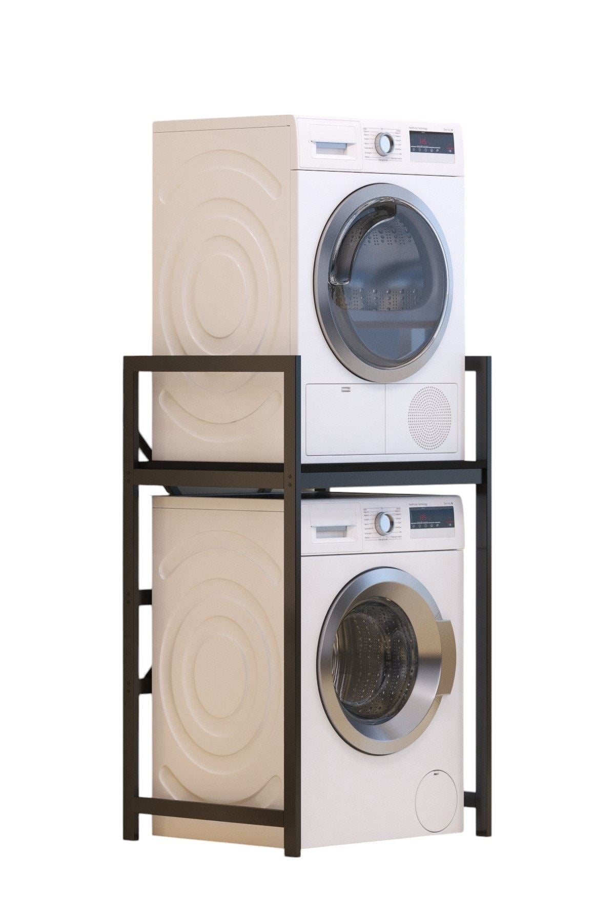 Armário para Máquina de Lavar – 70 cm x 116 cm x 60 cm – Preto – Metal