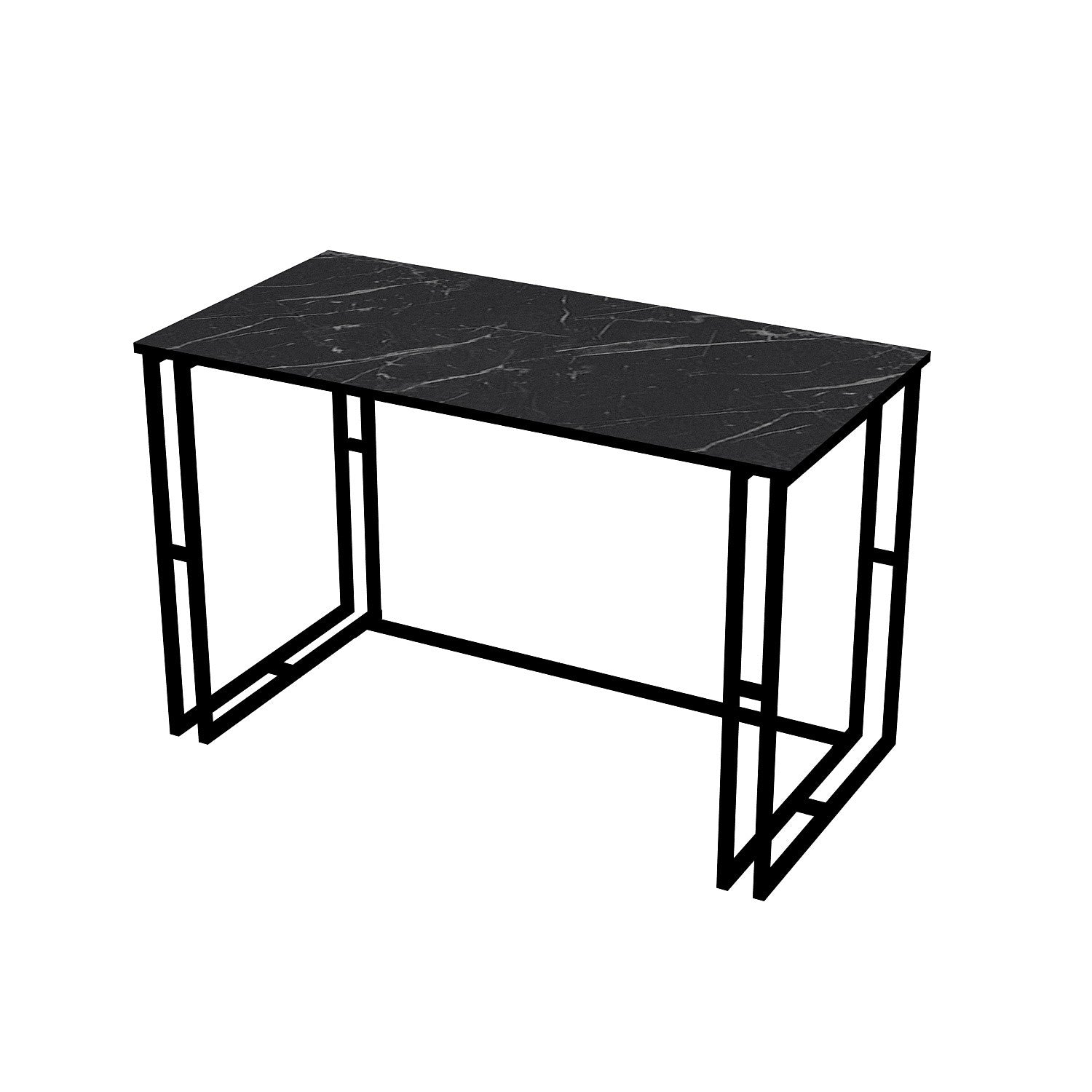 Secretária de Estudo/Escritório Industrial, Preta, 120 x 75 x 60 cm | Painel de Partículas 100% Revestido em Melamina, 18 mm de Espessura, Pernas de Metal Resistente | Perfeita para Hotéis Modernos e Escritórios Domésticos
