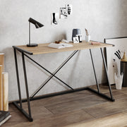 Secretária de Estudo/Escritório Industrial, Nogueira e Preto, 120 x 75 x 60 cm | Painel de Partículas 100% Revestido em Melamina, 18 mm de Espessura, Pernas de Metal Resistente | Perfeita para Espaços de Trabalho Modernos