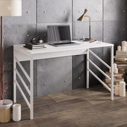 Secretária de Estudo/Escritório Escandinava, Branca, 120 x 60 x 75 cm | Painel de Partículas 100% Revestido em Melamina, 18 mm de Espessura, Pernas de Metal Resistente | Perfeita para Casa e Escritório Modernos