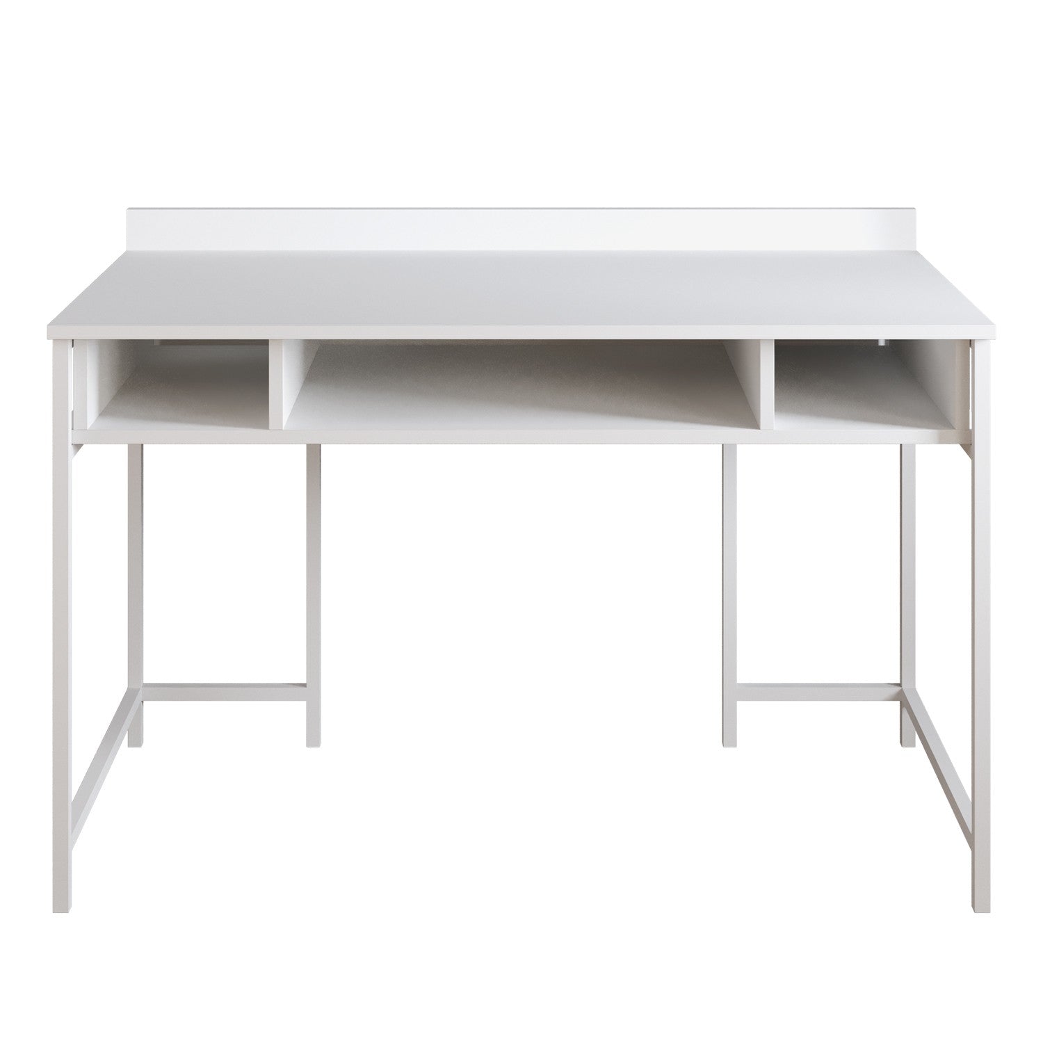 Secretária de Estudo/Escritório Escandinava, Branca, 119,5 x 65,2 x 62 cm | Painel de Partículas 100% Revestido em Melamina, 18 mm | Pés de Metal, Armazenamento Adicional, Elegante e Funcional