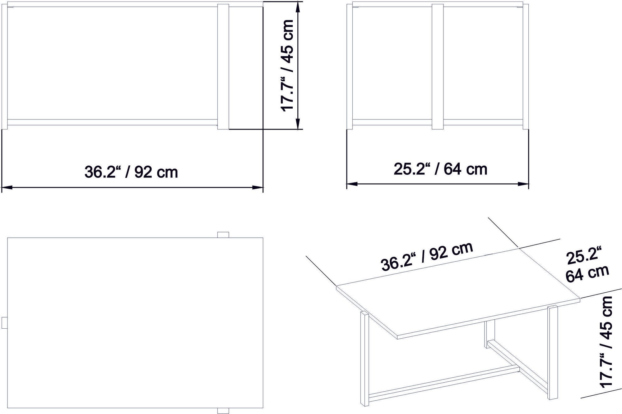 Mesa de Centro Glamourosa, Dourado e Branco, 92 x 64 x 45 cm | Painel de partículas 100% revestido em melamina, 18 mm de espessura, pernas de metal resistentes | Design elegante para espaços modernos