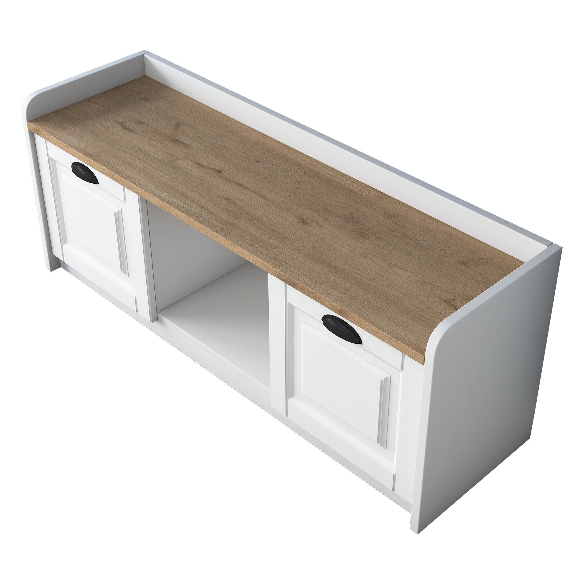 Sapateira moderna, branca e nogueira, 120 x 45 x 40 cm | Painel de partículas 100% revestido em melamina, portas em MDF de membrana | Amplo espaço de armazenamento com várias prateleiras