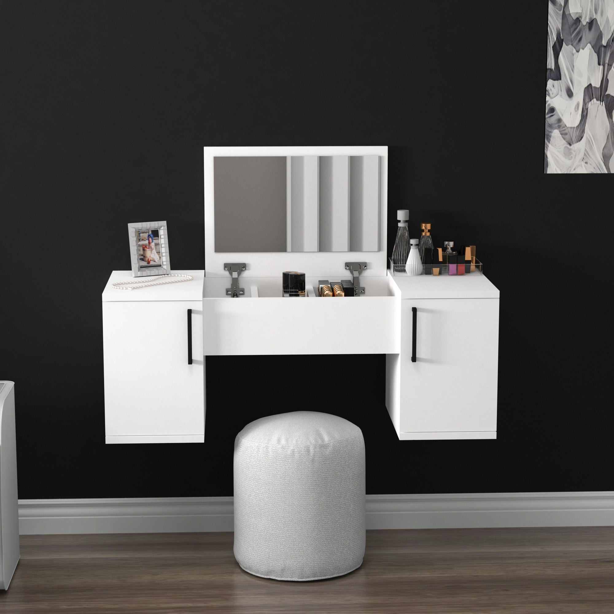 Toucador – 100 cm – Branco – Painel de partículas revestido a melamina