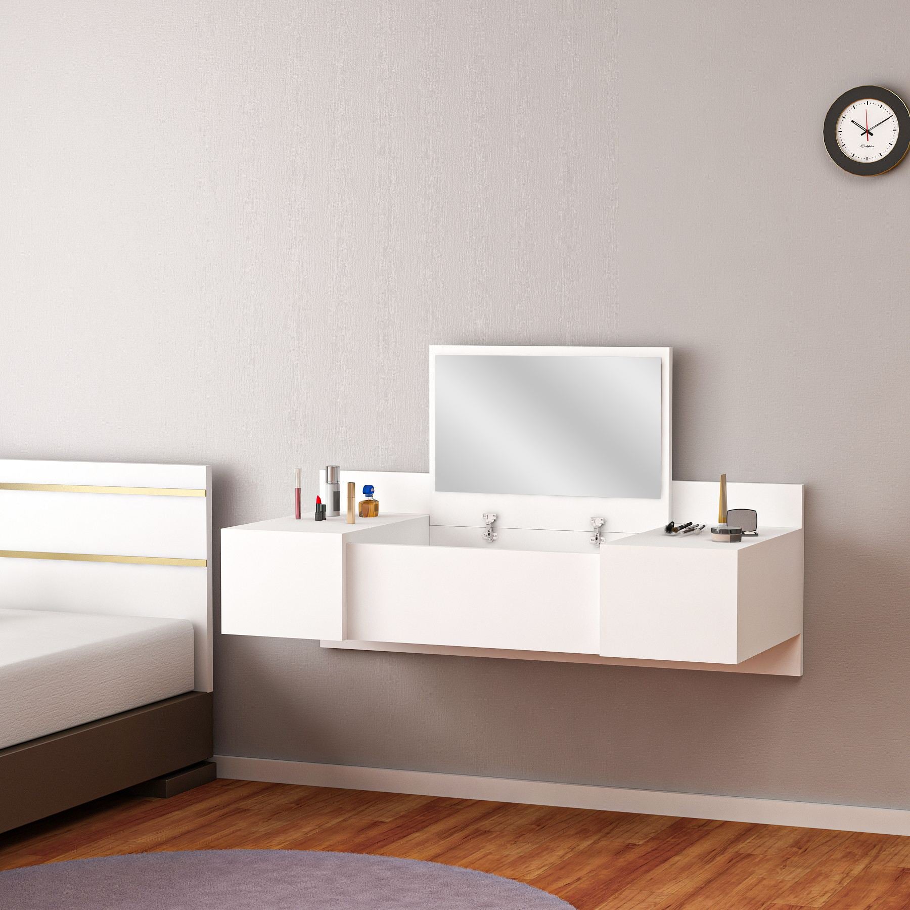 Toucador – 100 cm de largura – Branco – Painéis de partículas revestidos a melamina
