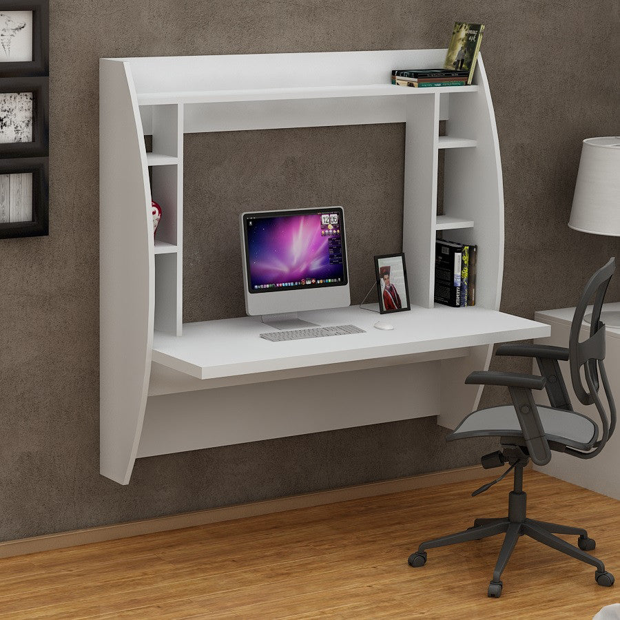 Secretária Moderna – 123,6 cm – Branca – MDF Revestido em Melamina