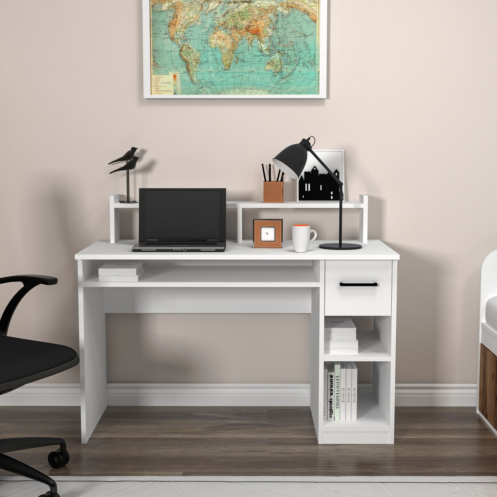 Secretária Moderna – 99,3 x 120 x 55 cm – Branca – 100% Revestimento em Melamina