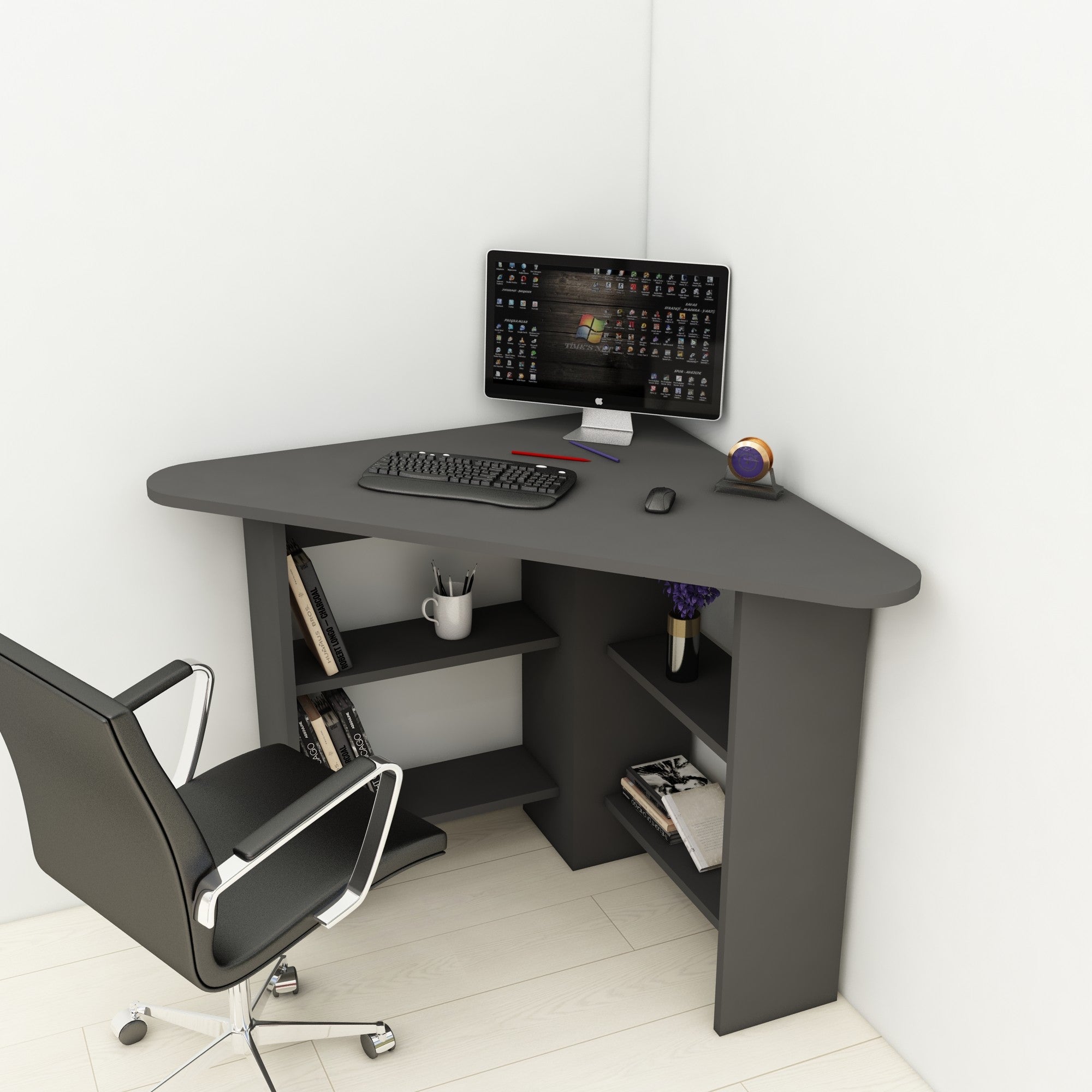 Secretária Moderna – 80 x 73,8 x 80 cm – Antracite – Painel de Partículas revestido a Melamina