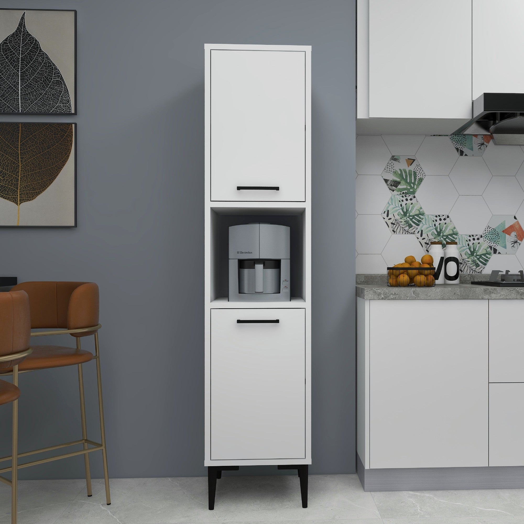 Armário multiusos – 35 cm x 153.6 cm x 35 cm – Branco – Painel de partículas revestido a melamina