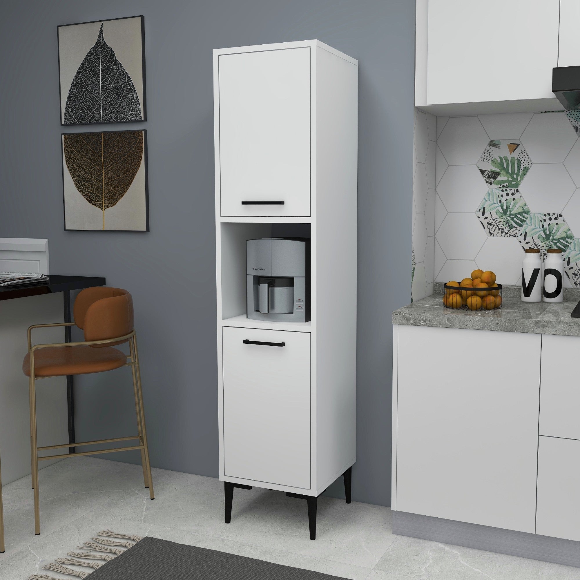 Armário multiusos – 35 cm x 153.6 cm x 35 cm – Branco – Painel de partículas revestido a melamina