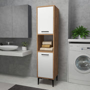 Armário multiuso - 35 cm x 153.6 cm x 35 cm - Branco e Pinho Atlântico - Painel de partículas