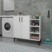 Armário multiuso – 90cm x 90.6cm x 29.6cm – Branco – Painel de partículas revestido a melamina