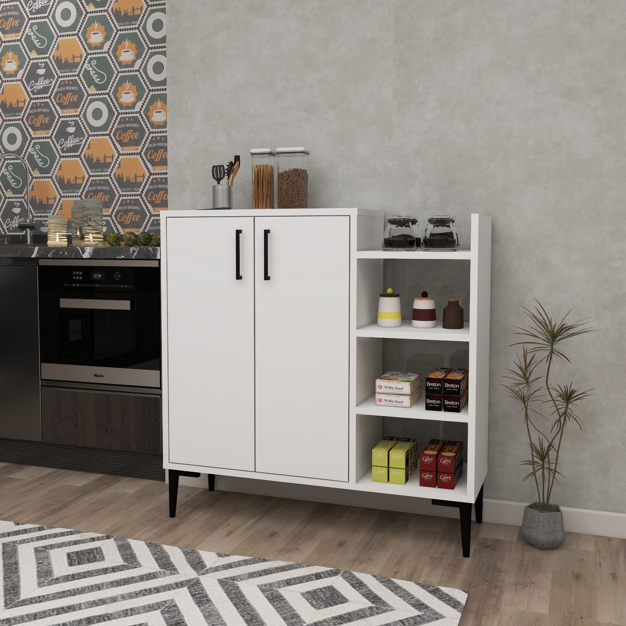 Armário multiuso – 90cm x 90.6cm x 29.6cm – Branco – Painel de partículas revestido a melamina