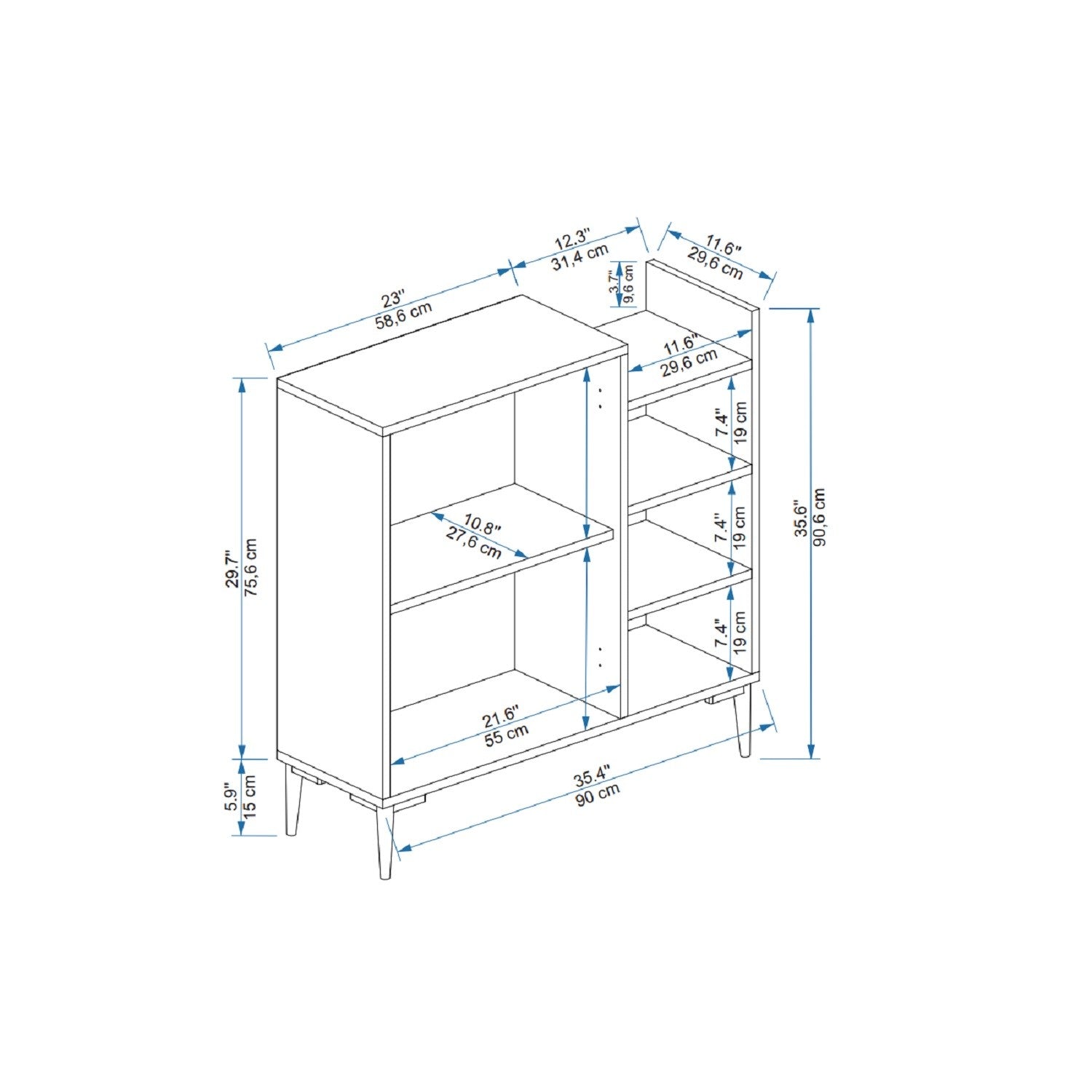 Armário multiuso – 90cm x 90.6cm x 29.6cm – Pinho Atlântico – Painel de partículas