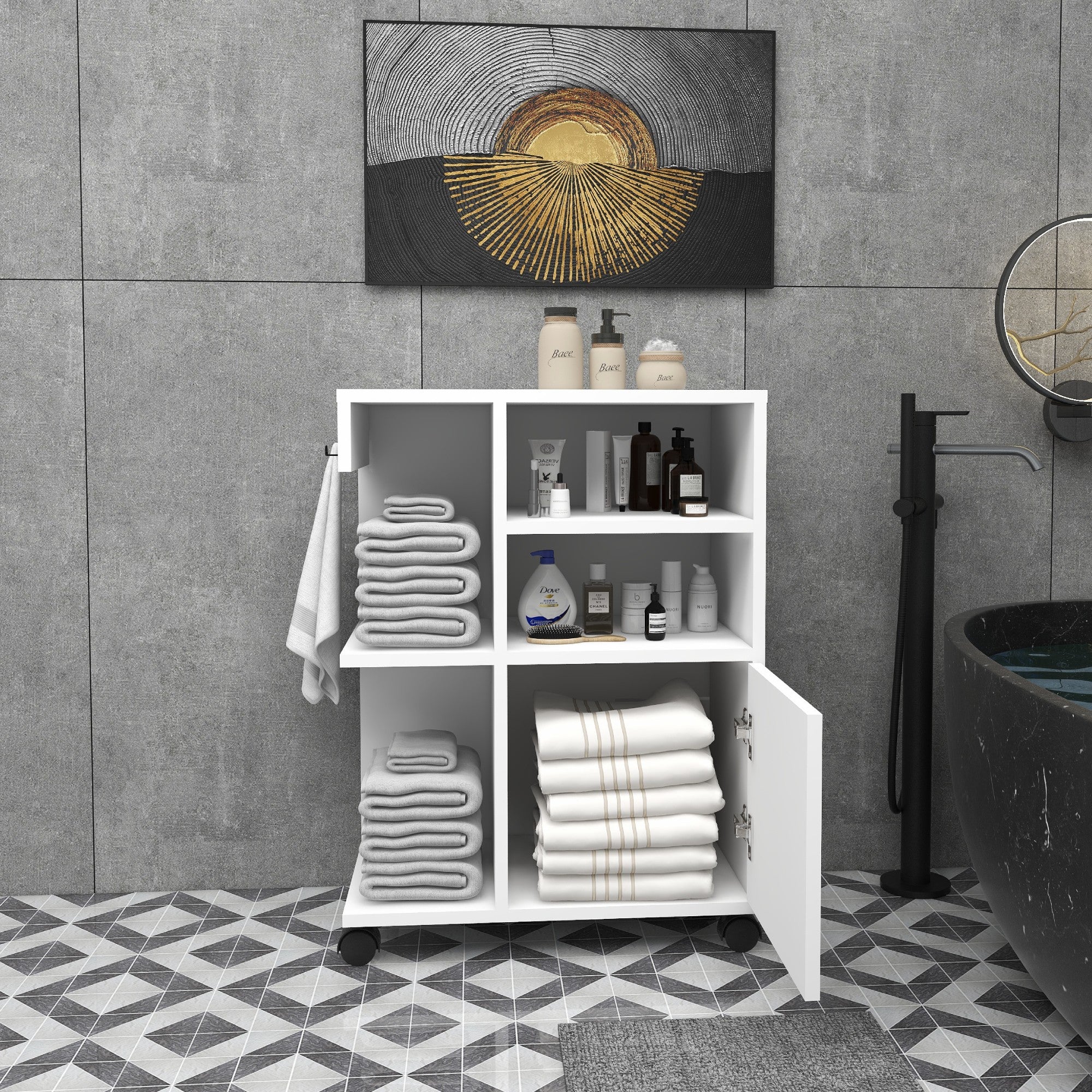 Armário multiusos – 80.9cm x 60cm x 35cm – Branco – Painel de partículas revestido a melamina