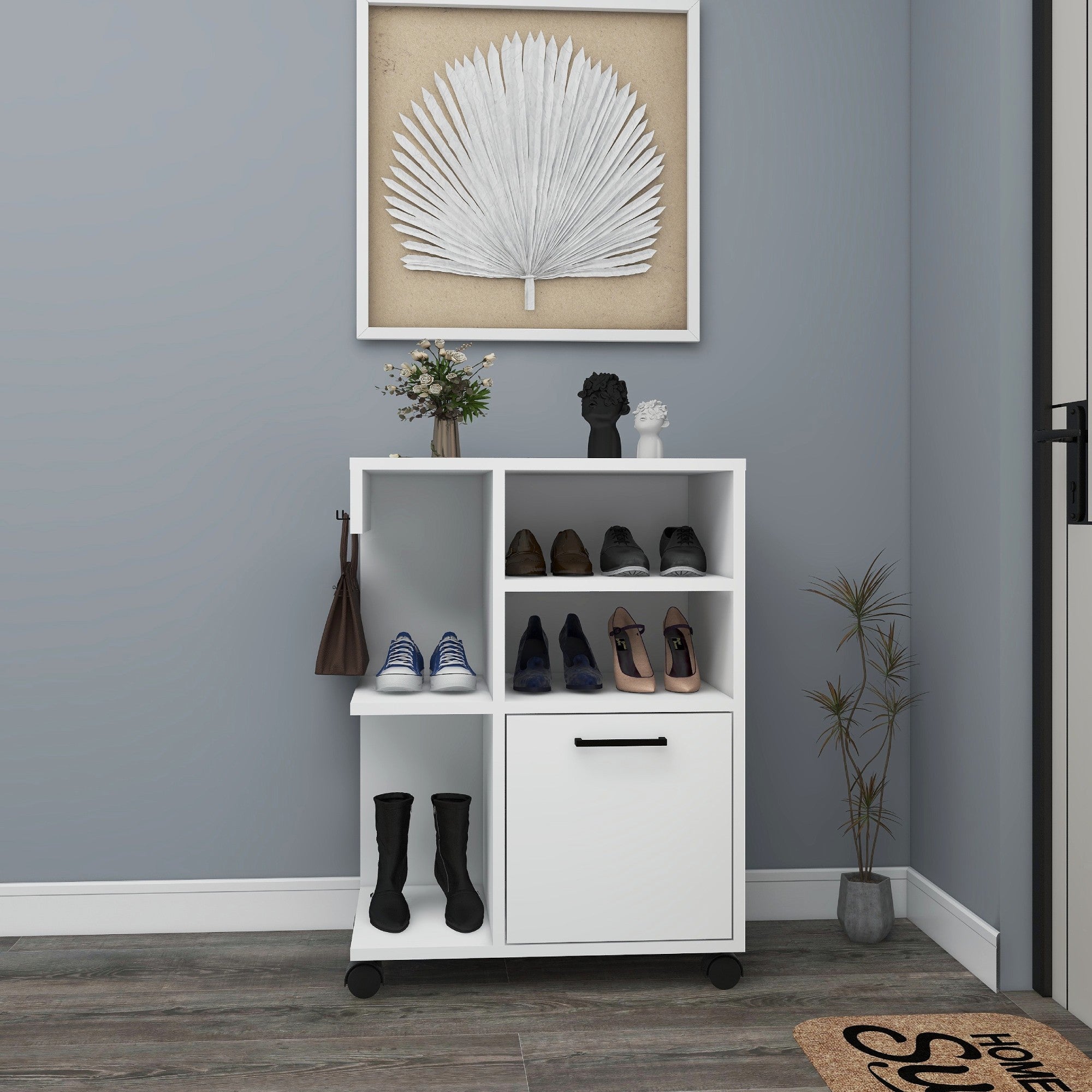 Armário multiusos – 80.9cm x 60cm x 35cm – Branco – Painel de partículas revestido a melamina