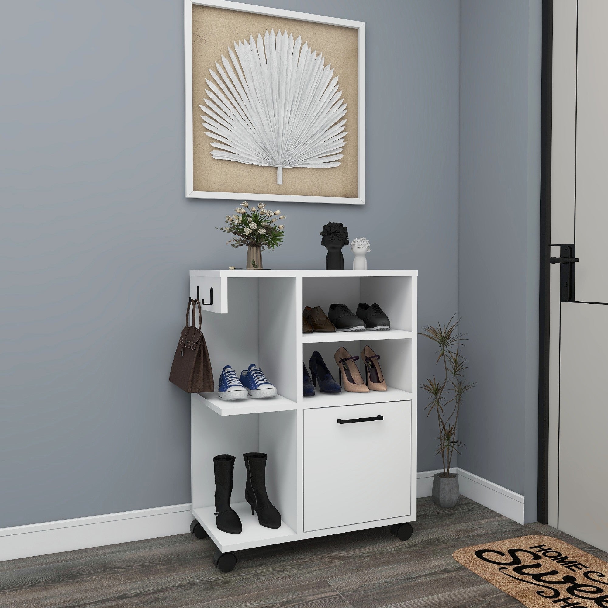 Armário multiusos – 80.9cm x 60cm x 35cm – Branco – Painel de partículas revestido a melamina