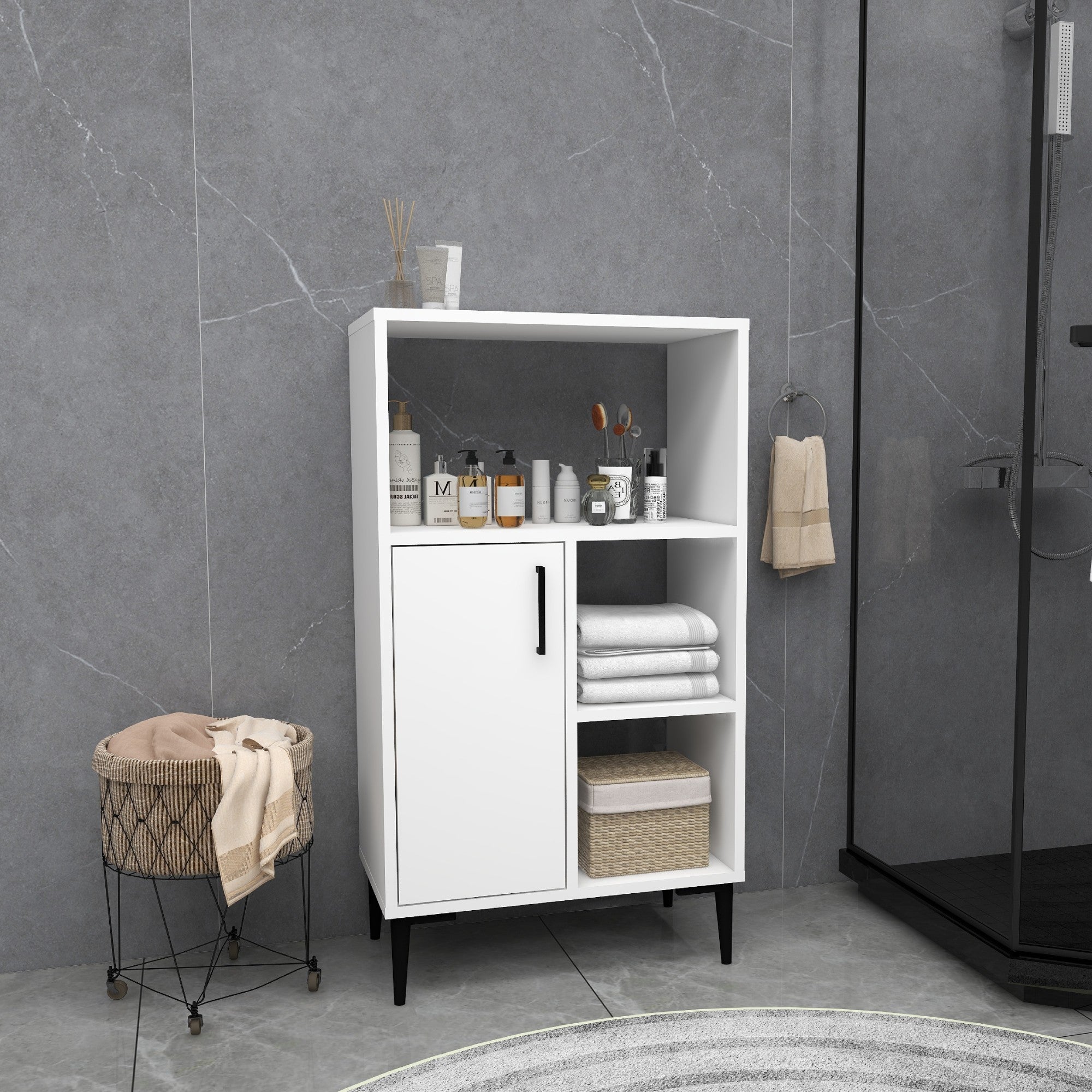 Armário multiuso – 60cm x 108.6cm x 35cm – Branco – Painel de partículas