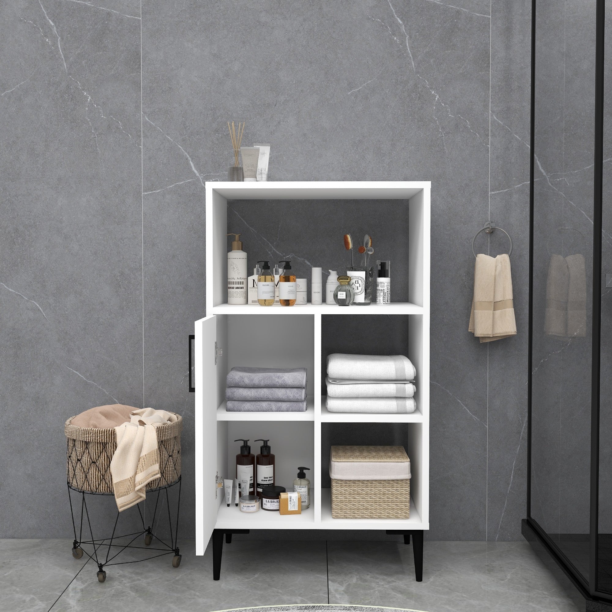 Armário multiuso – 60cm x 108.6cm x 35cm – Branco – Painel de partículas