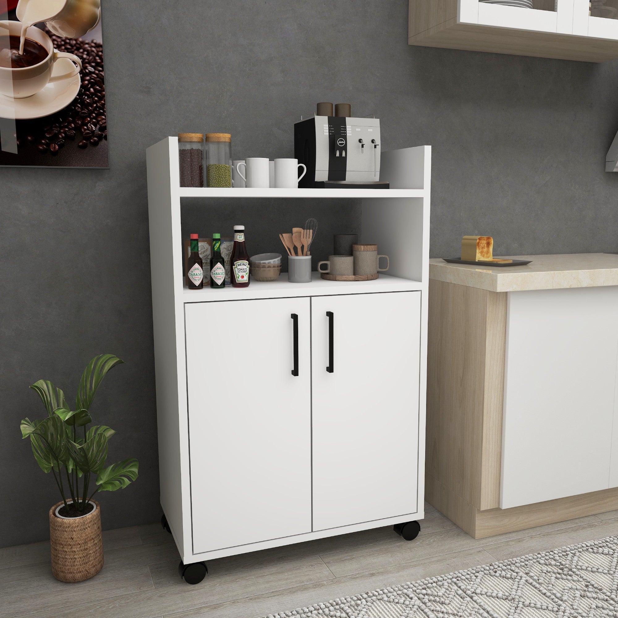 Armário multiuso – 60 cm x 97.3 cm x 35 cm – Branco – Painéis de partículas revestidos a melamina