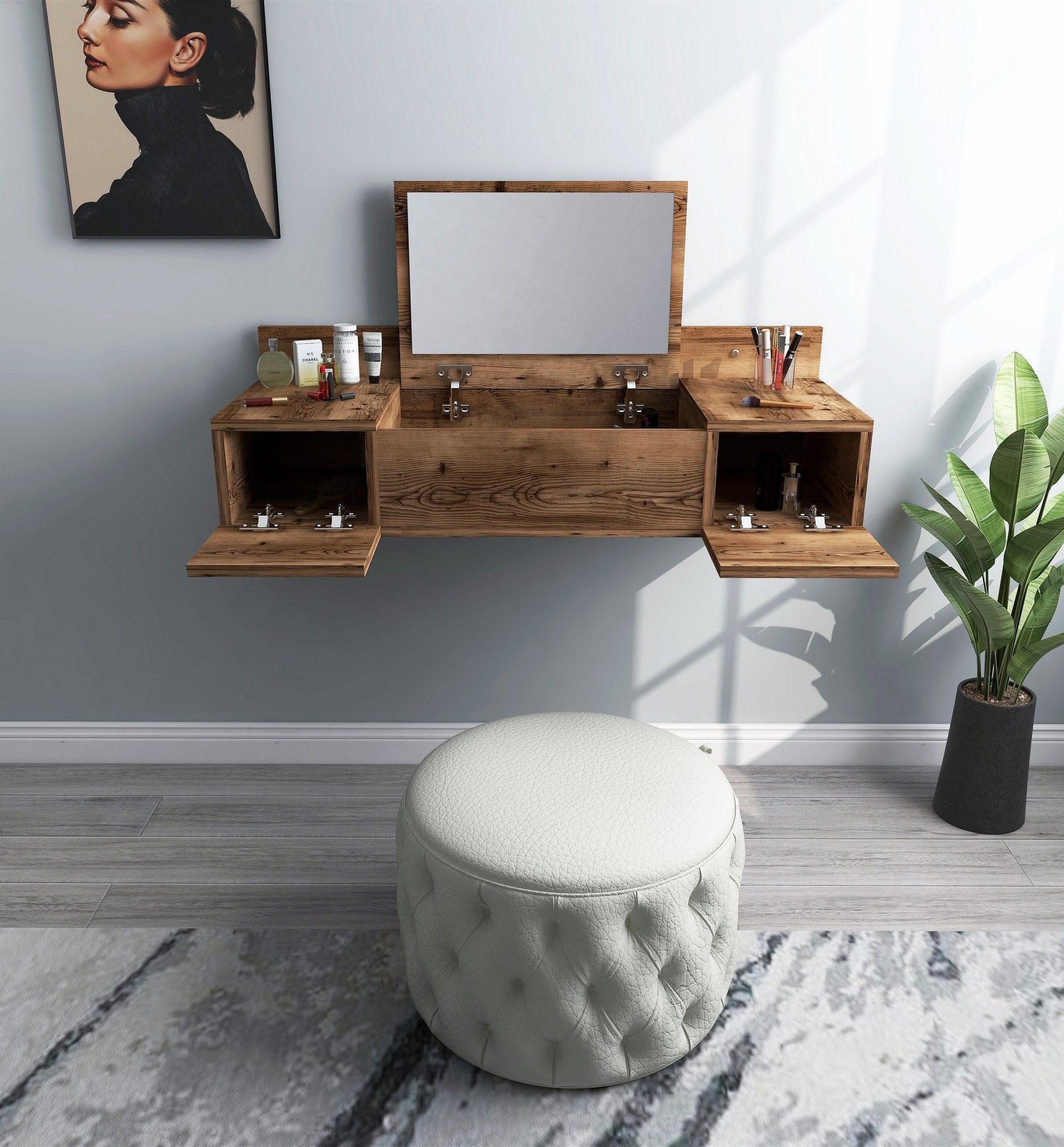 Toucador – 100 cm x 33 cm x 39,1 cm – Cor Lídia – Painéis de Partículas Revestidos a Melamina