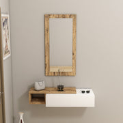 Aparador elegante com espelho, pinho atlântico e branco, 82 x 15,8 x 29,6 cm | 100% revestido em melamina, 18 mm de espessura | Montável na parede, com várias prateleiras