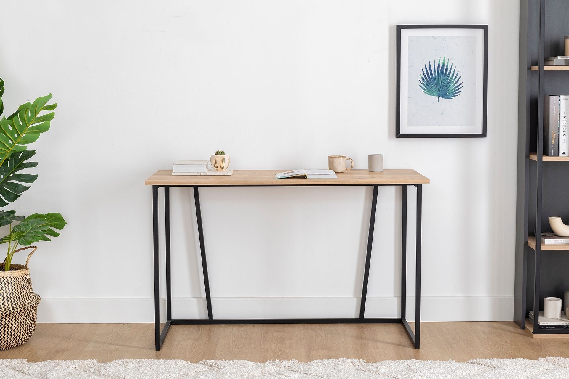 Secretária de Estudo – 120 cm x 50 cm x 72 cm – Safira e Preto – Painel de Partículas