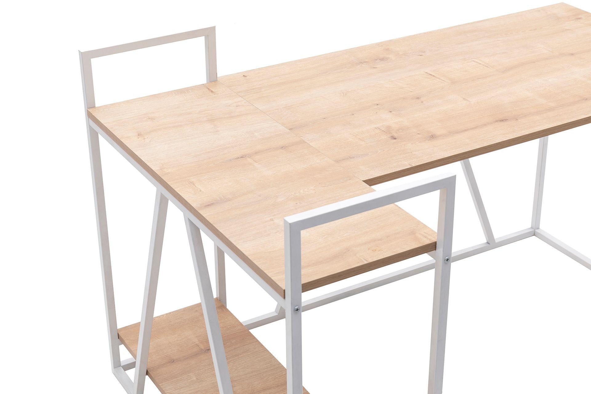 Secretária de Estudo – 140 cm x 90 cm x 85 cm – Branco e Safira – Painéis de partículas