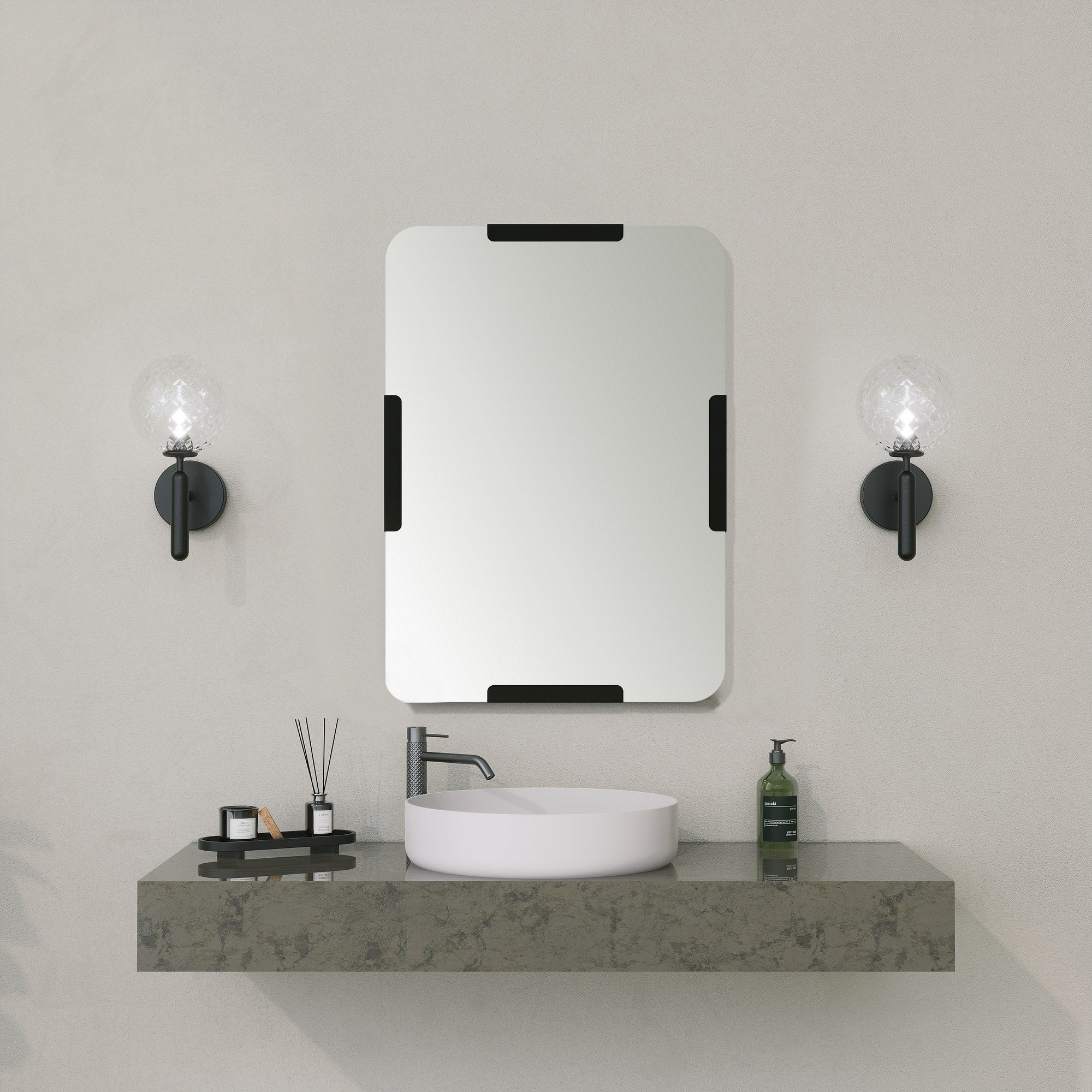 Espelho decorativo preto elegante, 50 x 70 cm | 100% MDF, 18 mm de espessura | Perfeito para decoração moderna e interiores elegantes