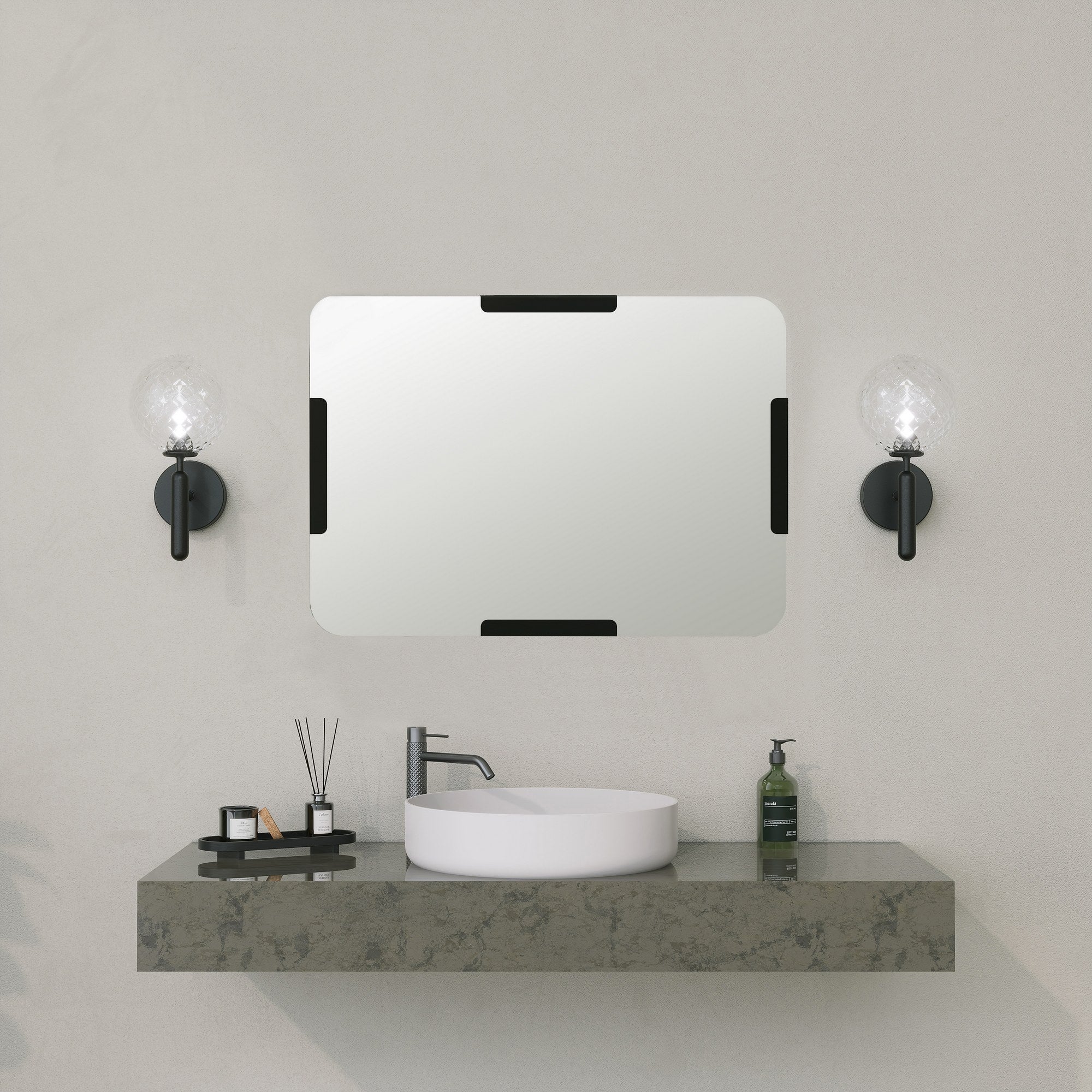 Espelho decorativo preto elegante, 50 x 70 cm | 100% MDF, 18 mm de espessura | Perfeito para decoração moderna e interiores elegantes