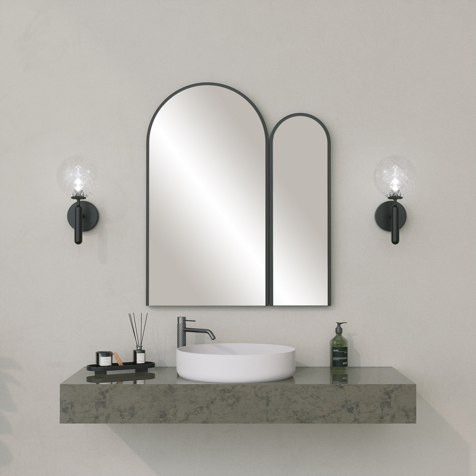 Espelho decorativo preto elegante, 73 x 60 cm | 100% MDF, 18 mm de espessura | Perfeito para decoração moderna e interiores elegantes