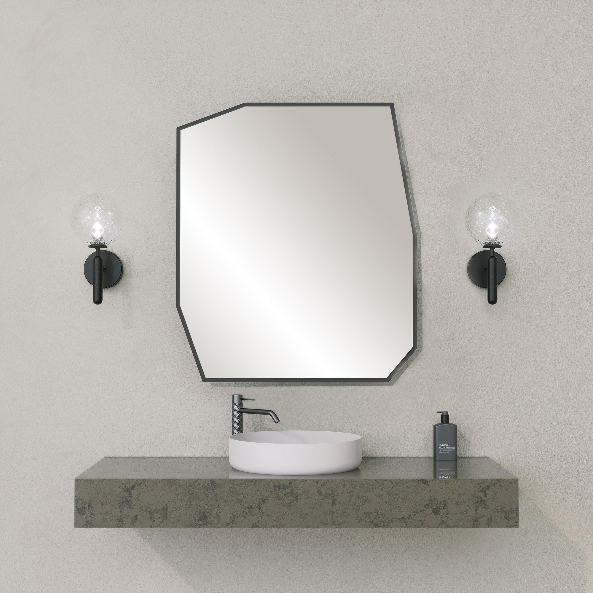 Espelho decorativo preto elegante, 70 x 60 x 2 cm | 100% MDF, 18 mm de espessura | Perfeito para decoração moderna e interiores elegantes