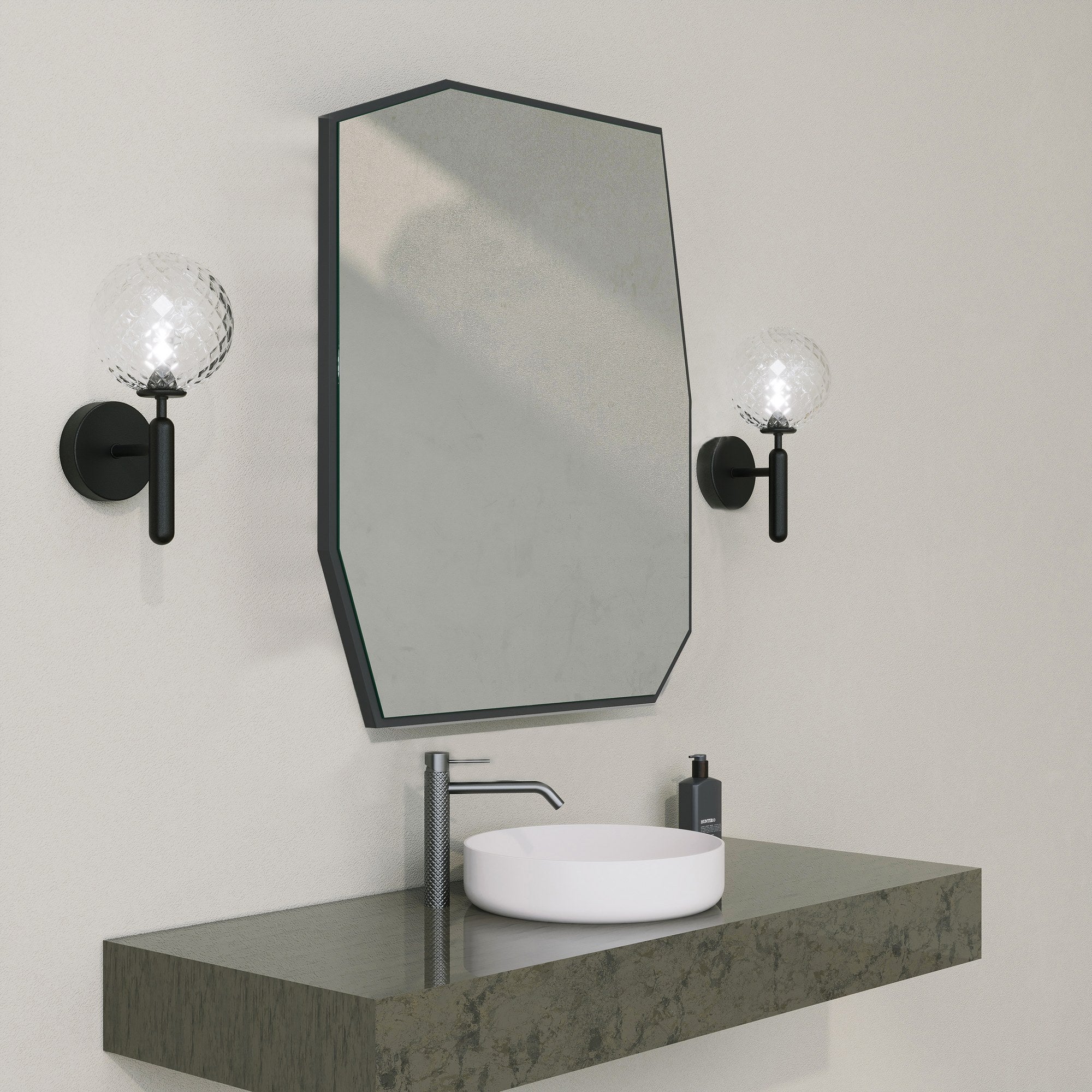 Espelho decorativo preto elegante, 70 x 60 x 2 cm | 100% MDF, 18 mm de espessura | Perfeito para decoração moderna e interiores elegantes